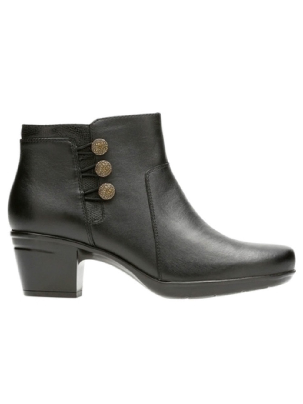 Clarks Women’s Black Ankle Leather Booties Boots